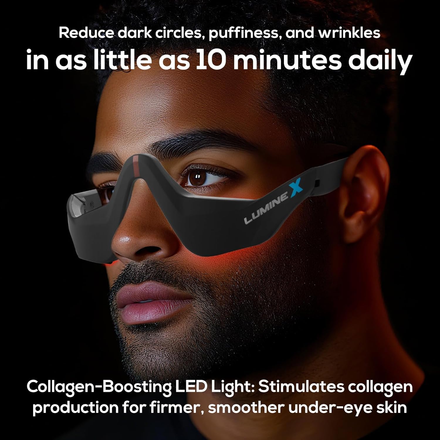 Under-Eye Red Light Therapy Device, & Microcurrent Eye Massager, Puffiness, Eye Bags - Red Light Therapy Glasses for Reducing Wrinkles and Fine Lines
