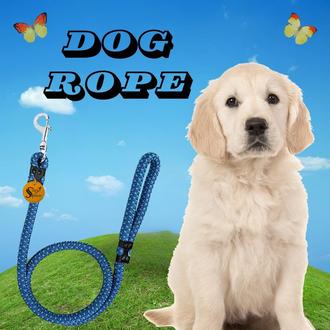 Sage Square Dog Training Rope & Leash with Strong Hook 15mm – Reflective Stitching, Durable & Versatile – Ideal for Medium & Large Dogs – Multi Size & Multi Colored (Random 15mm Large Dog)