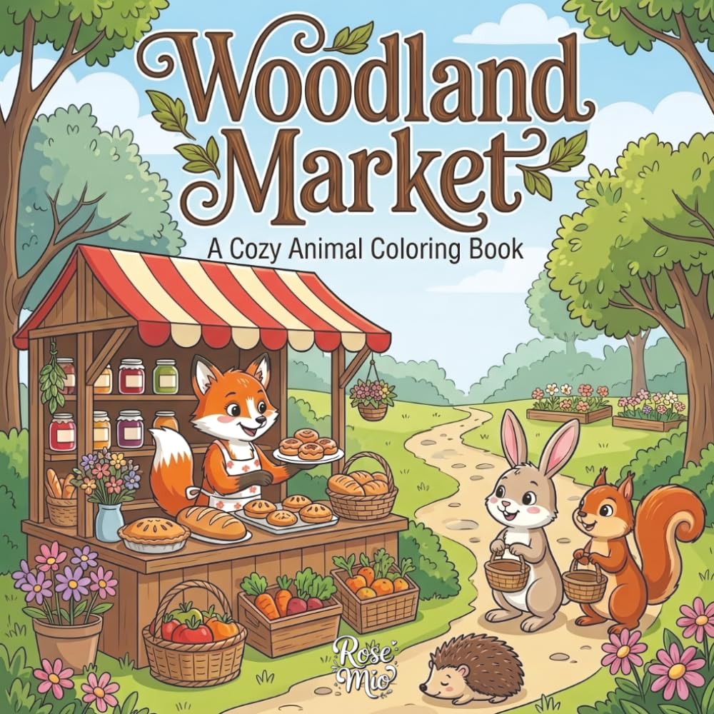 Woodland Market: A Cozy Animal Coloring Book