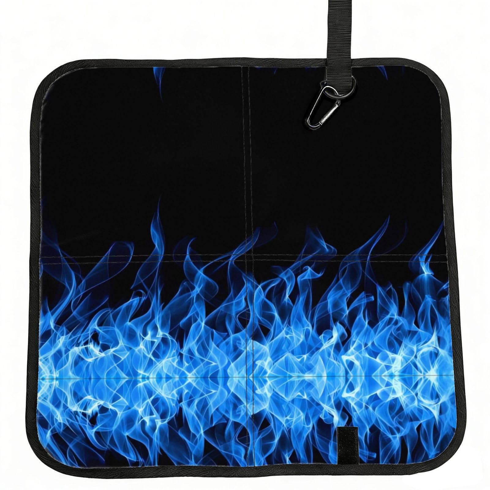 WBQLSL Blue Flame Foldable Seat Cushion - Portable Stadium Pad with Carabiner for Camping Hiking Picnic Beach