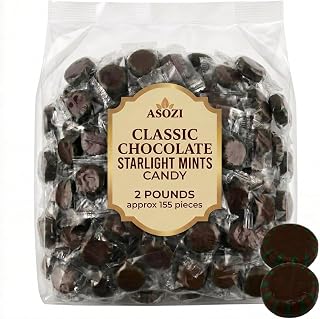 Chocolate Starlight Mints 2lb | Individually Wrapped After Dinner Mints | Refreshing chocolate starlight mint candy in bulk, individually wrapped. By ASOZI