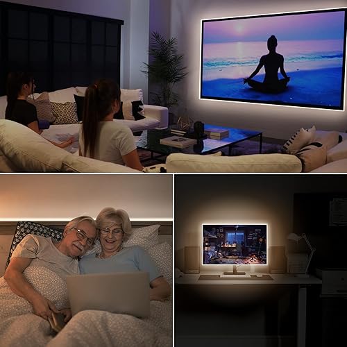 Miniatura 6 de Tira de luces LED COB USB de 4.92 pies4.9 ft, 5 V, 480 LED, 1200 lm, regulable, tira de luz LED COB de 3000 K, luz de fondo USB CRI90 para TV, luz