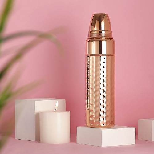 Miniatura 4 de HealthGoodsIn Termo martillado de cobre puro con forma ecológica, beneficios ayurvédicos cosechadores, sin forro, sin recubrimiento y sin laca, 30.4