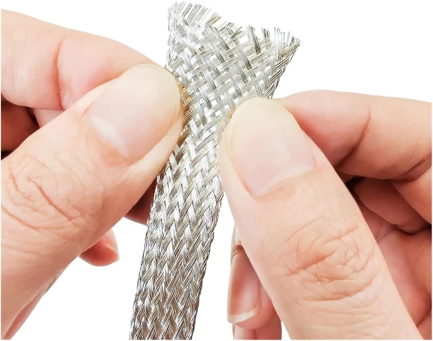 Cavo piatto intrecciato in rame, Rete intrecciata telescopica resistente alla corrosione con schermatura elettromagnetica, manica in rame placcato argento