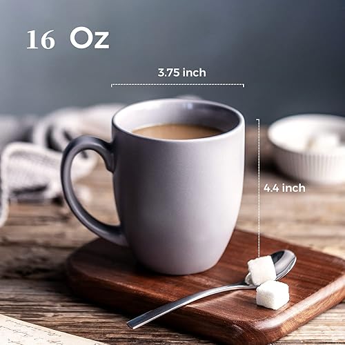 Miniatura 2 de AmorArc Juego de 6 tazas de café de 16 onzas, tazas de café grandes de cerámica para hombre, mujer, papá, mamá, juego de tazas de café modernas con