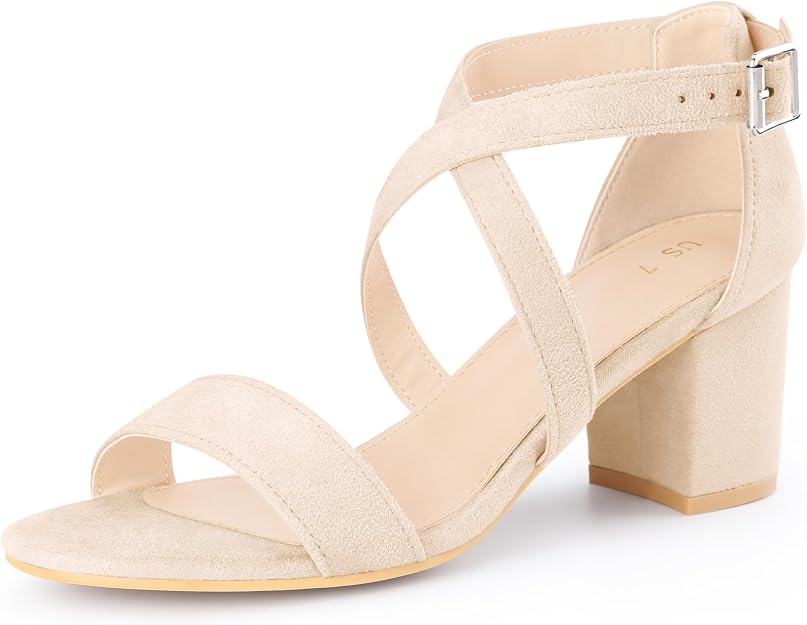 Allegra K Crisscross Ankle Strap Block Heel Sandals Sandalia de tacónMujer