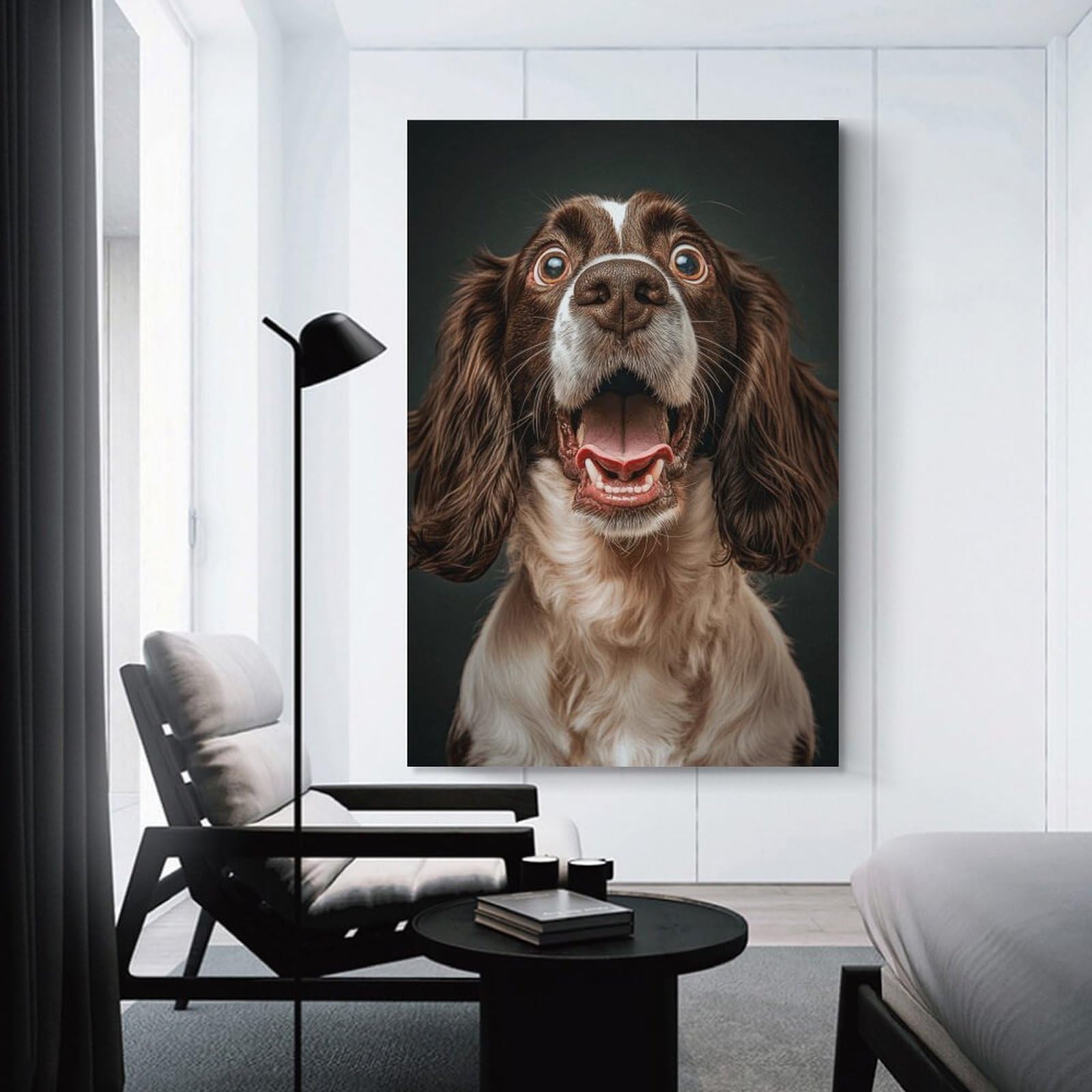 Junmoney Unframe-Style-4 Happy Springer Spaniel Dog Room Decor Wall Art 20X30inch(50X75cm), For Entrance Walls, Hall Decor Or Foyers, A Neat Decor Update For Hallways