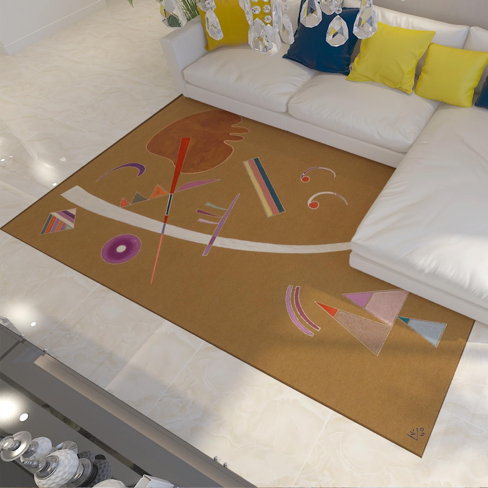 Tapis de chambre d'enfant lavable au design vintage marron