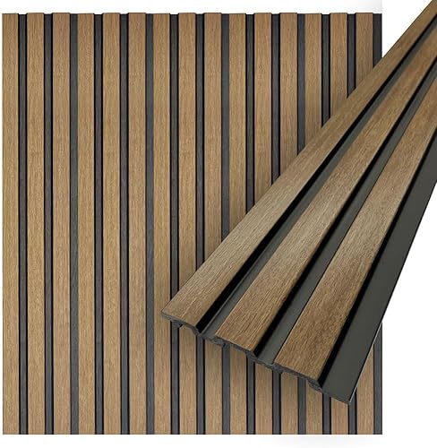 Concord - Paneles de pared 3D Paneles de pared de listones nogal Panel de listones impermeables 94.5 x 4.8 pulgadas cada uno 18.9 pies