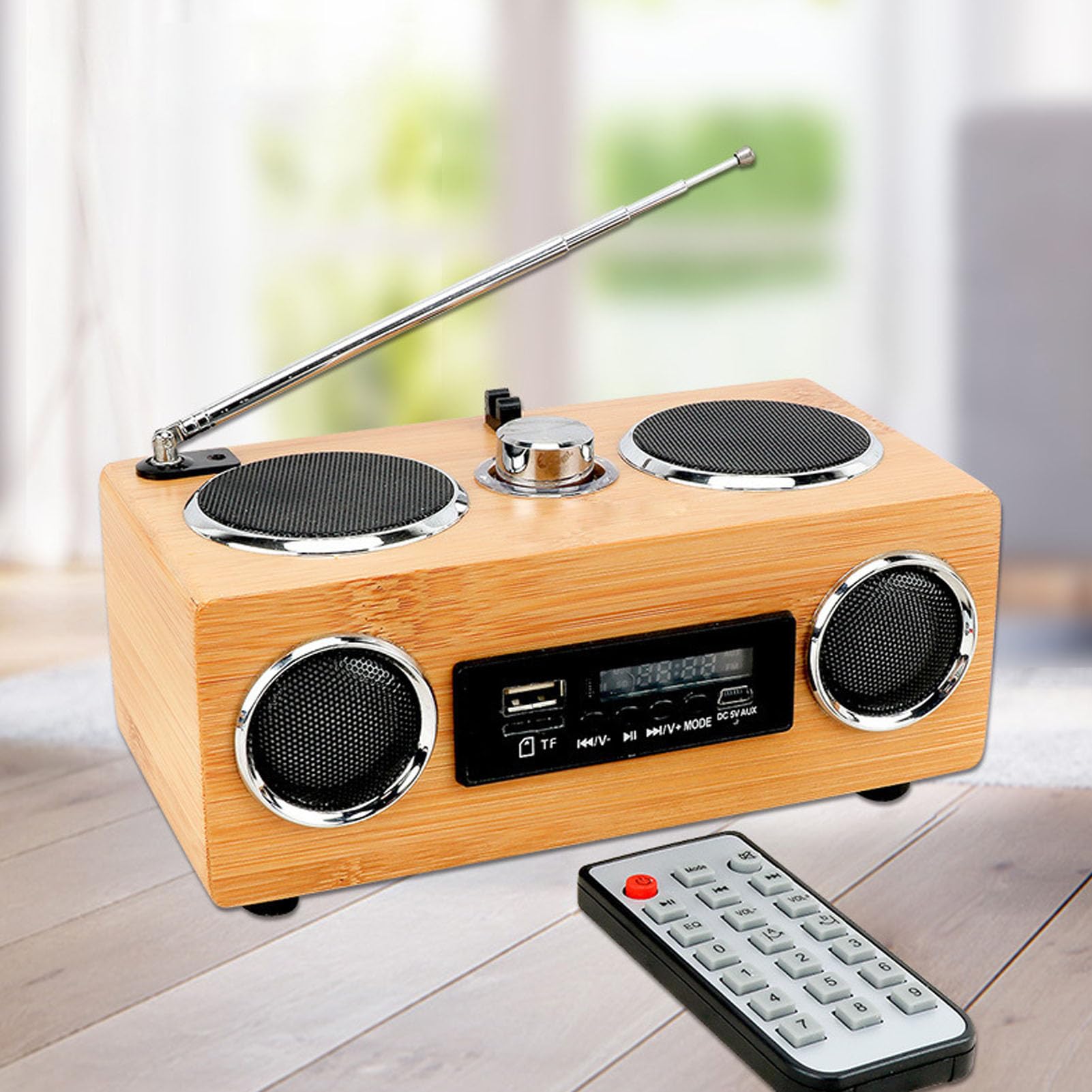 Bewinner Vintage Bluetooth 5.0 Głośnik z Radiem AM FM, Przenośnik Retro Wireless Portable, Sterowanie Pokrętłem, Dźwięk Premium 3W do Domu, Biura