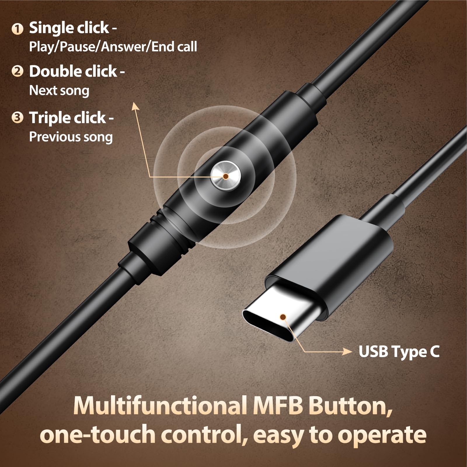 INFURTURE Cuffie over-ear cablate con design ergonomico USB-C con memory foam, suono e struttura in metallo resistente, perfette per pendolari, giochi, uso in studio, viaggi, escursionismo, sport