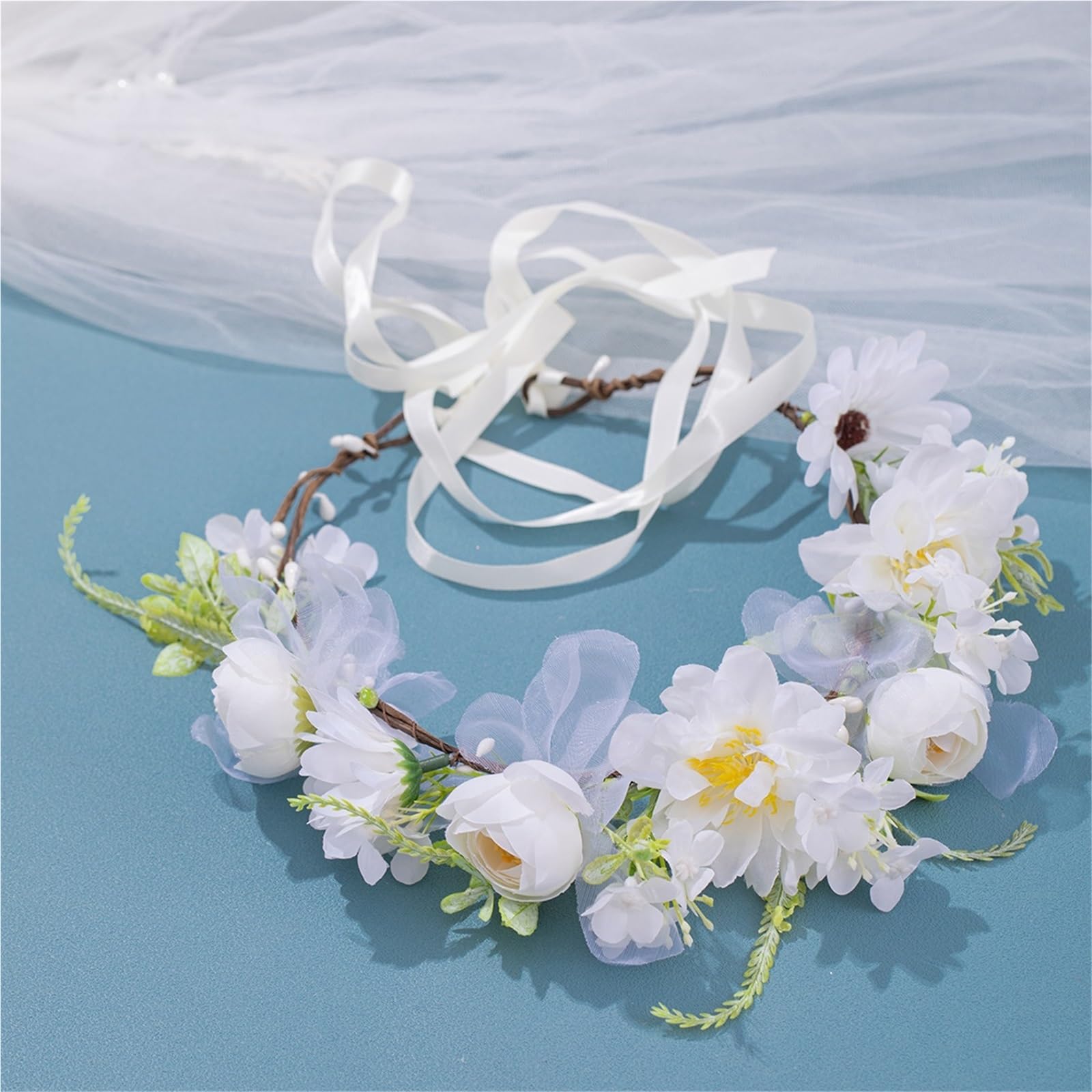 Women's Headband Floral Flowers Wedding Garland Hairbands Handmade Ladies Hairband Bride Headdress(PURPLE)