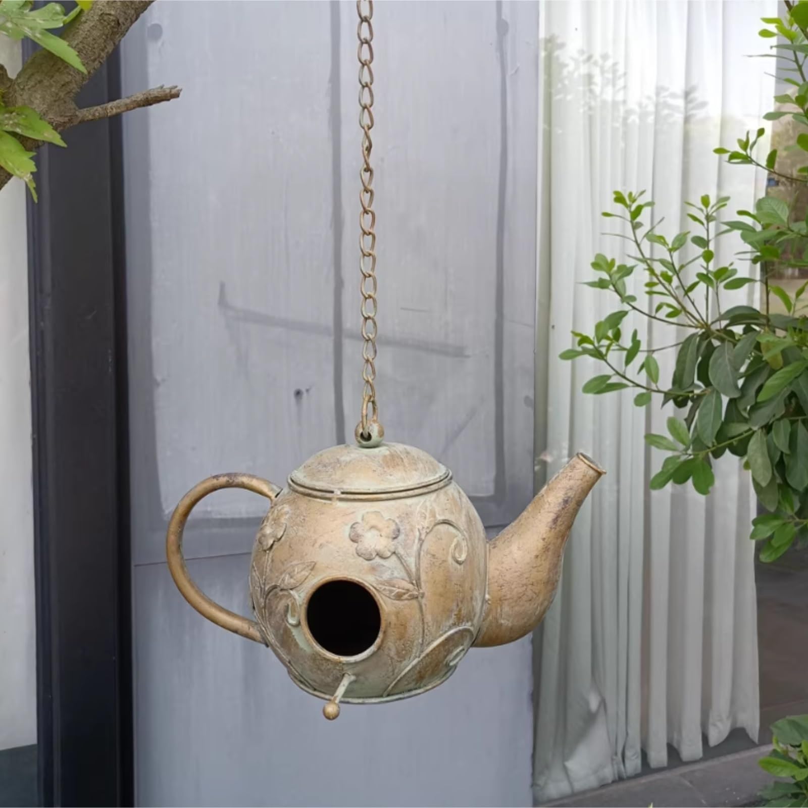 Karmnik dla Dzikich Ptaków Bird Feeder Karmnik Dla Ptaków W Kształcie Czajnika Do Wiszącego Ogrodu Na Zewnątrz Stylu Amerykańskim Wróbli