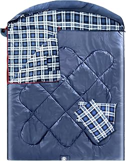 ShinHye Double Sleeping Bag for Adults with 2 Pillows, Camping Sleeping Bags Flannel Cotton 2 Person Sleeping Bags XXL Queen Size Sleeping Bag for Cold Weather