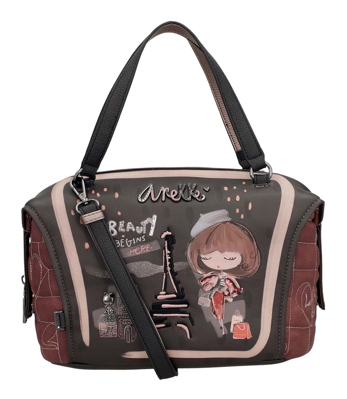 Anekke Bolso de Asa Corta Colección Mademoiselle | Bolso para Mujer | Cierre con Cremallera y Varios Compartimentos | Medidas 28x22x13 cm