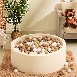 Realhaha Ball Pit Balls 100 Play Balls Plastic Balls for Baby Girls Toddlers Kids Play Tent Pool Playhouse Playpen Party Decoration, Khaki