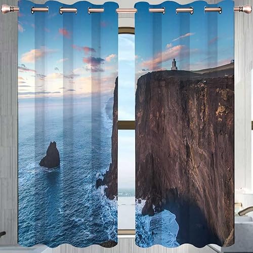 Miniatura 3 de Mountain Peak Scenery Cortinas Blackout para Habitacion 2 Panels Drapes Sliding Glass Door Grey Room Decor (W) 85 X (H) 108 Inches