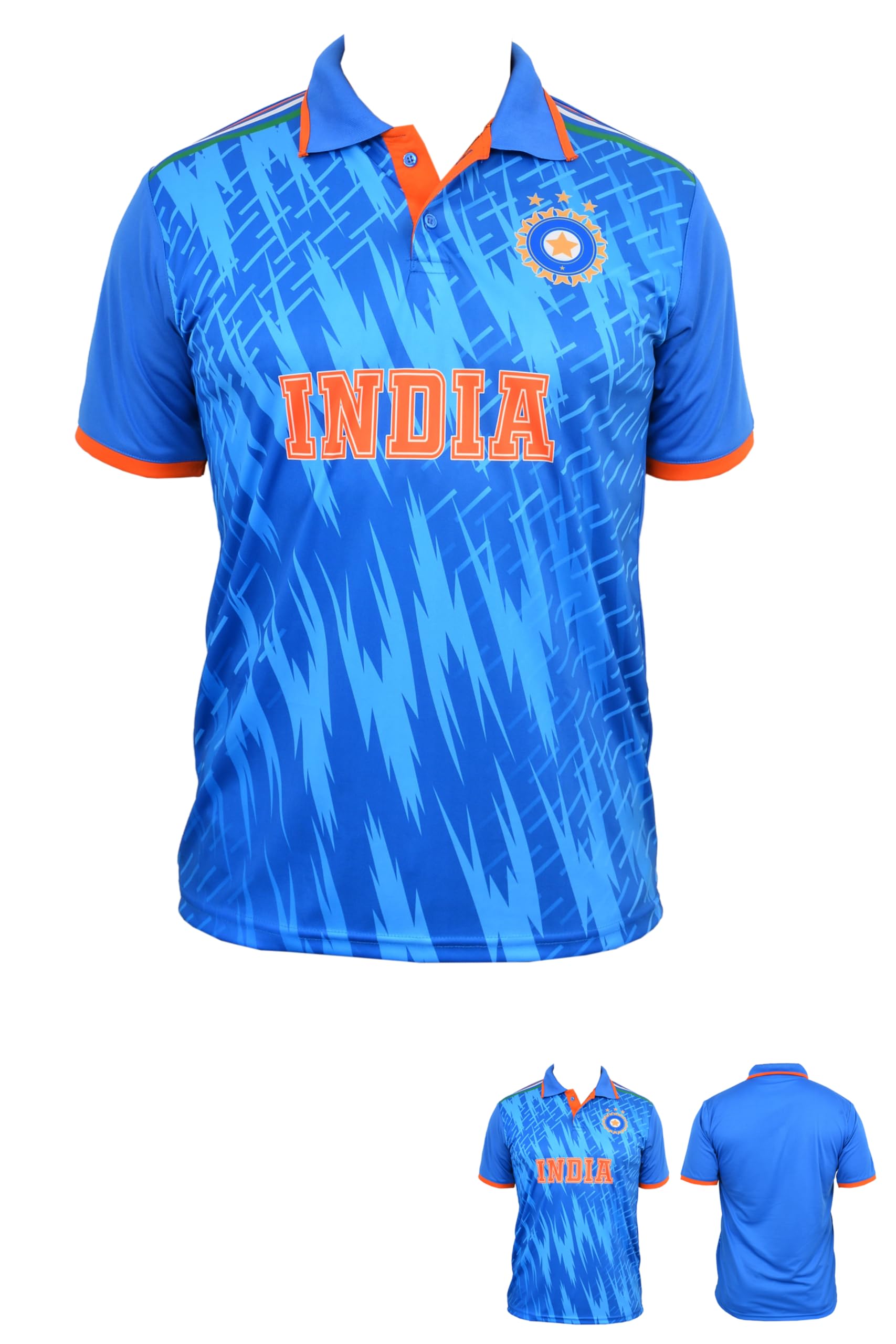 SLYK India Cricket t-Shirt, India Cricket Team Supporter Jersey, Sports Polo T-Shirt for Kids to Adult - Unisex-image-3