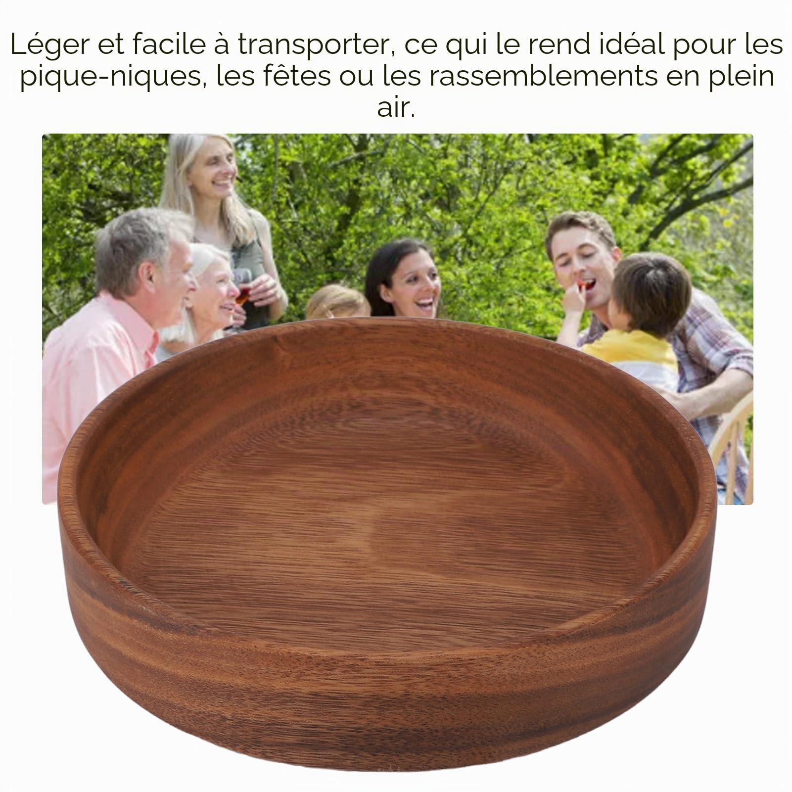 Jenngaoo Saladier Bois 20 cm, Bol à Fruits en Bois Massif, Grand Format, Corbeille a Fruit en Bois pour Pain, Apéro, Décoration, Style Rustique Moderne pour Cuisine et Salle à Manger