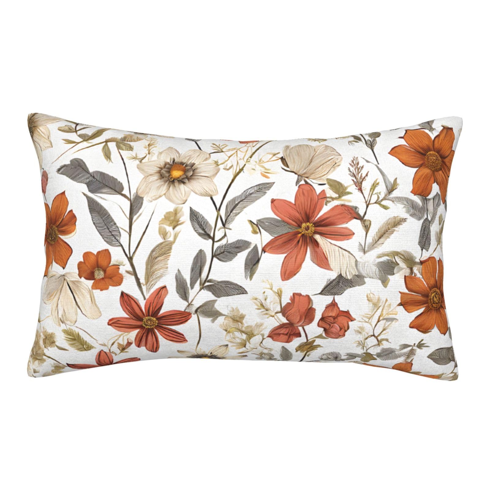 Aspoijhn Retro Flower (Retro Flower) Decorative Pillow Case Cushion Cover Soft Throw Pillow Cover For Couch Bed Sofa Family Office Decor 14"X20"