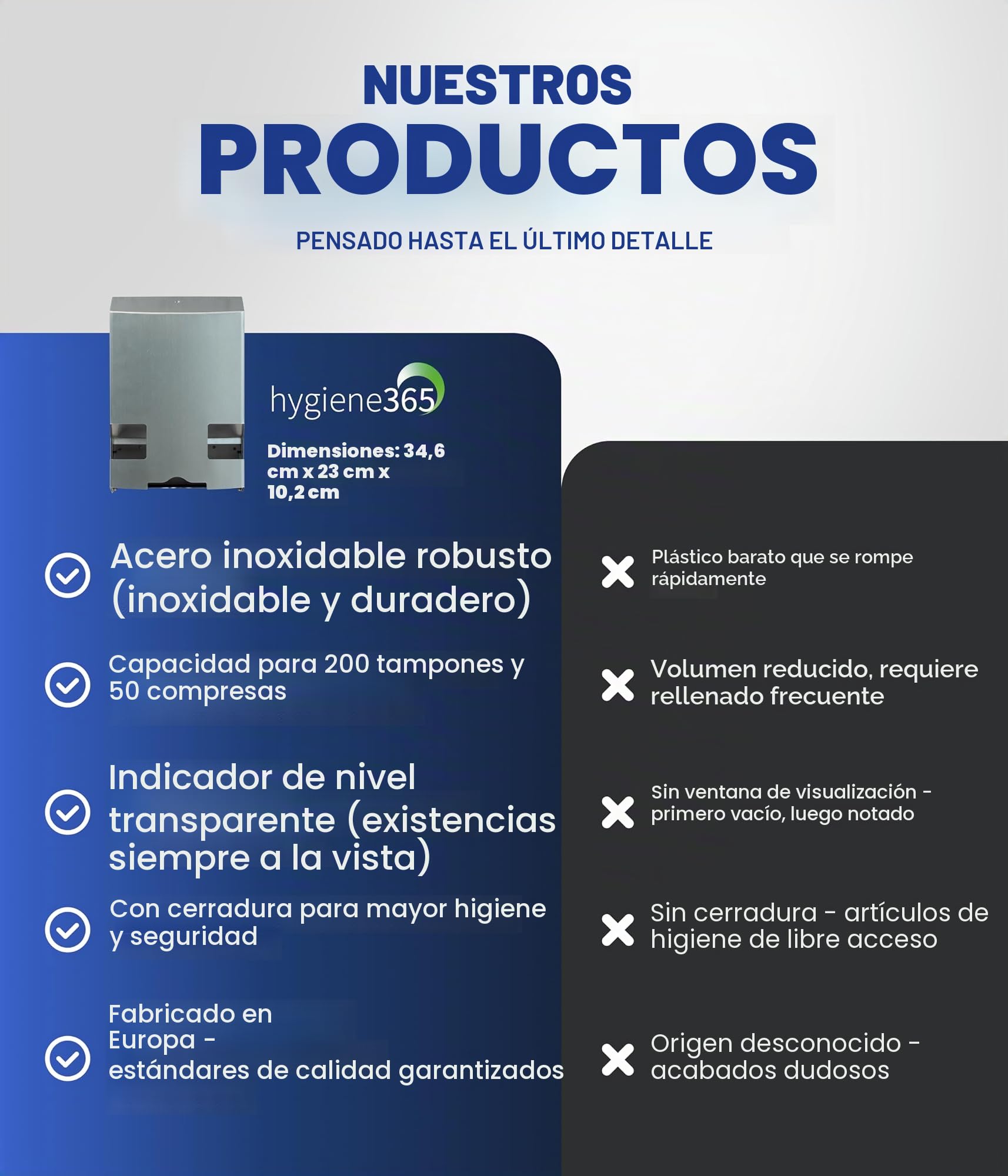 Dispensador de doble y trío con sellos y toallas, almacenamiento perfecto para oficina, gastronomía y aseo, elegante e higiénico, fabricado en Europa