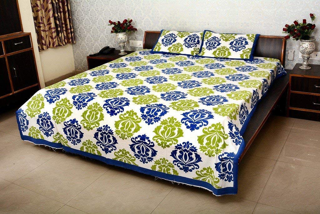 shop jaipuri100% Cotton 144 TC 1 Double Bedsheet with 2 Pillow Covers
