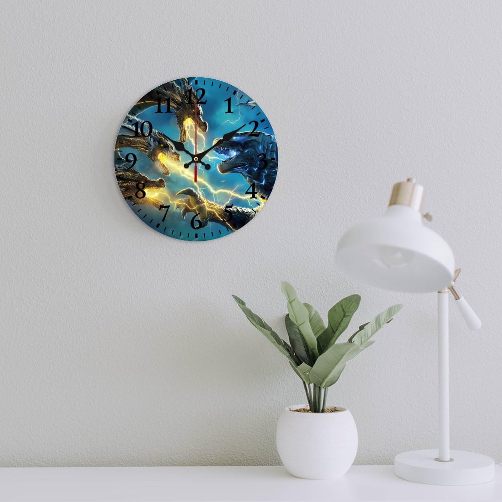Amazon.co.jp: ゴジラ 掛け時計 PVC壁掛け時計 静音 連続秒針 壁掛け
