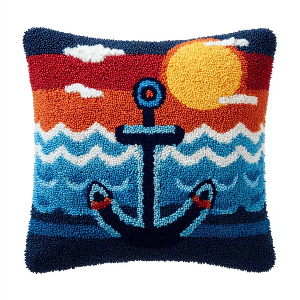 Wallustrioaw Latch Hook Cushions-A Latch Hook Cushion Kit For Adults,Anchor