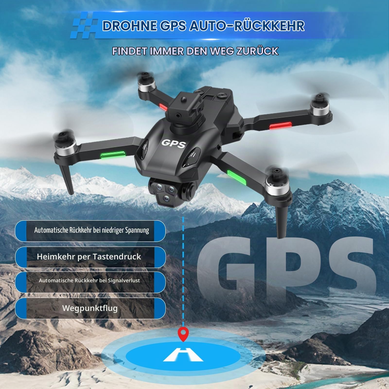 A Alpha Drohne mit Kamera, Profi FPV Drohne für Einsteiger mit Kamera Quadrocopter Indoor & Outdoor Geschenke für Anfänger