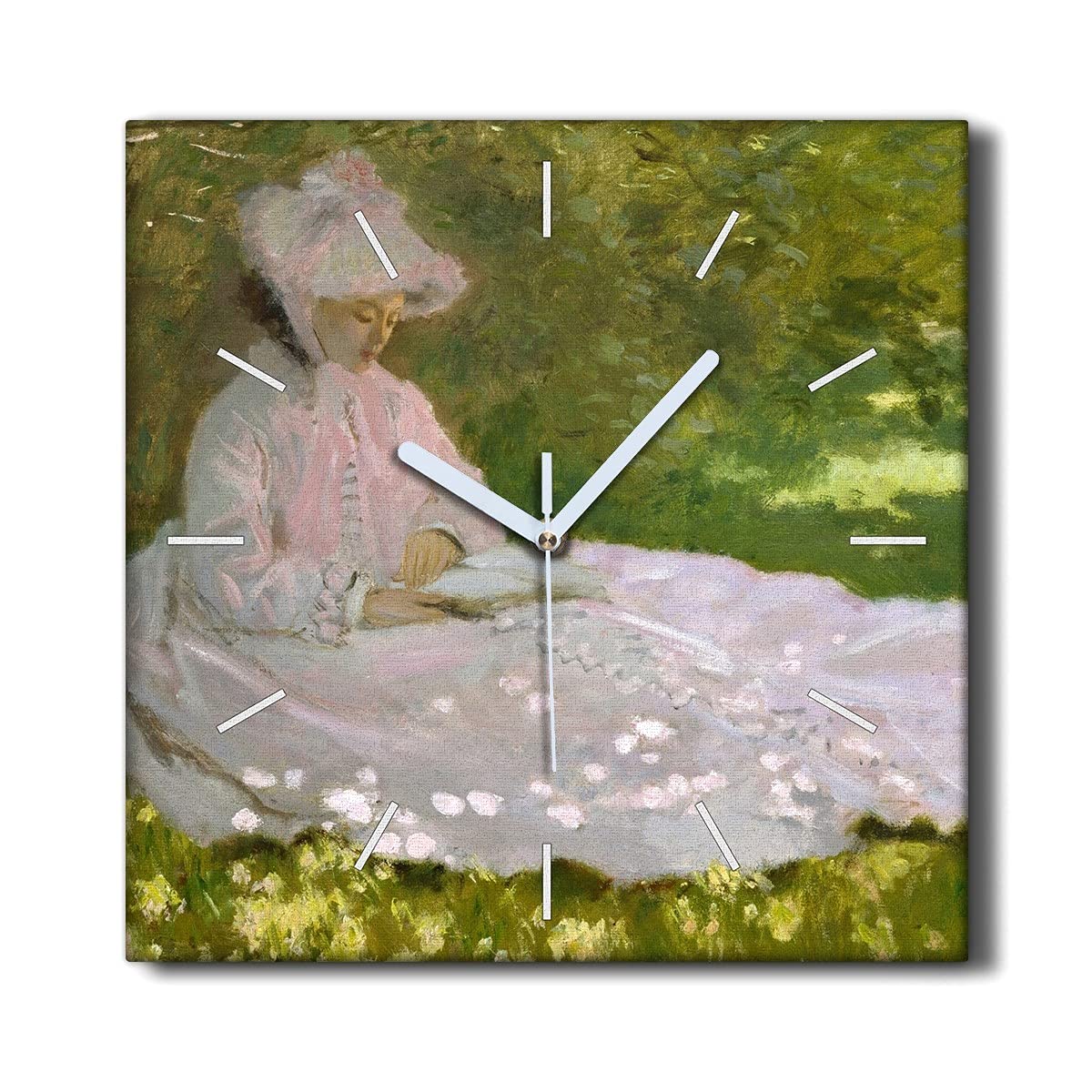 Horloge sur Toile 30x30cm au Style Monet pour Sublimer la Décoration de Votre Salon