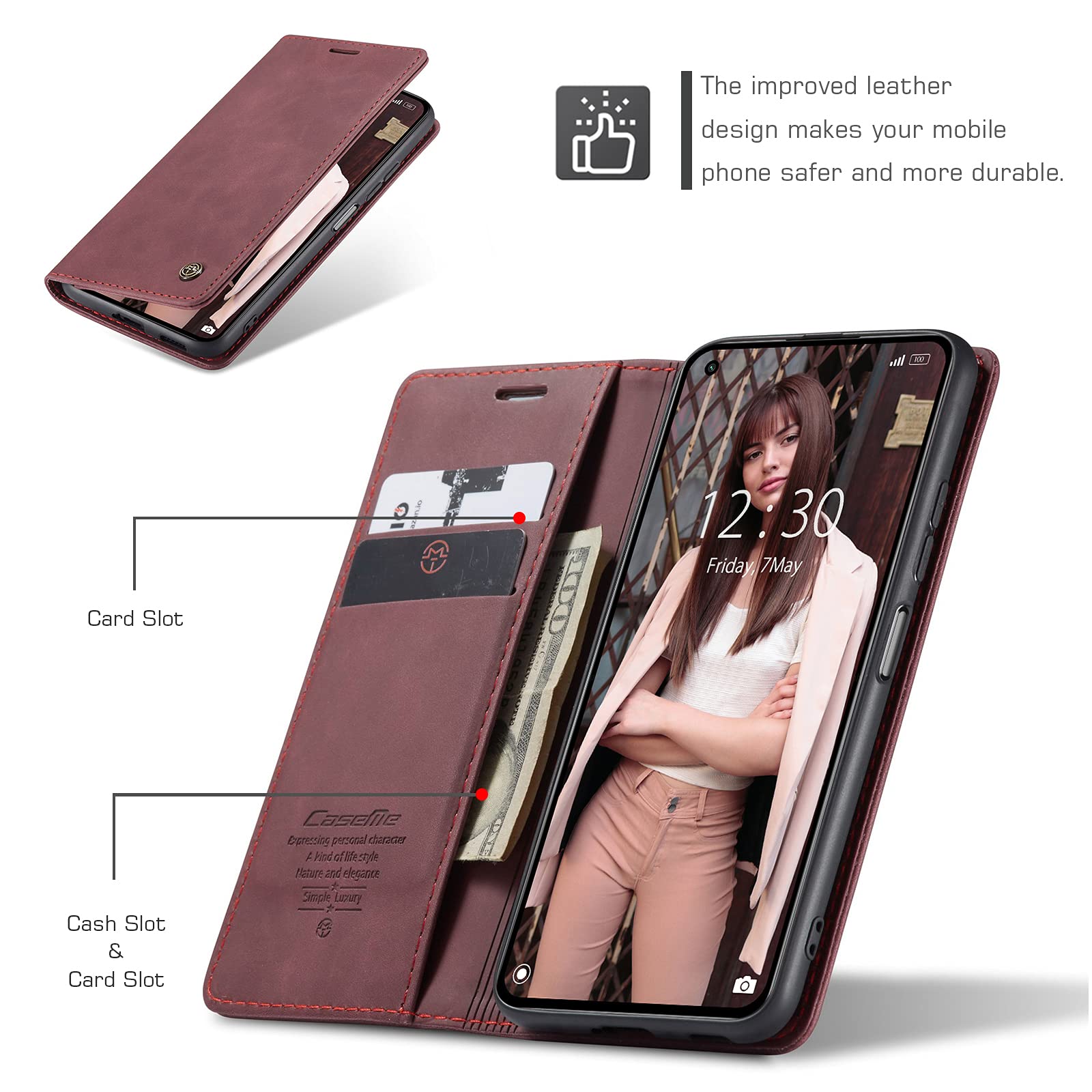 UFinetech Case for Xiaomi Mi 11 Lite, Leather TPU Cover for Xiaomi Mi 11 Lite 5G - Image 2