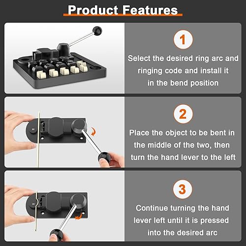 Miniatura 3 de JAZORR Herramienta de doblado de anillos, dobladora de anillos con troqueles de nailon, herramienta de fabricación de anillos, máquina de doblado de