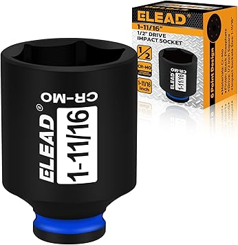 ELEAD 1/2" Drive Deep Impact Socket, 1-11/16 inch SAE 6 Point 1/2-inch Drive Impact Axle Nut Sockets, CR-MO Nut Socket Set, Oil Filter Sockets, Tools for Easy Removal of Axle Shaft Nuts