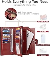 Vista 46 de BOSTANTEN - Cartera de piel auténtica para mujer con bolsillo con cremallera), BL3162011Kcoffee C-Naranja Marrón