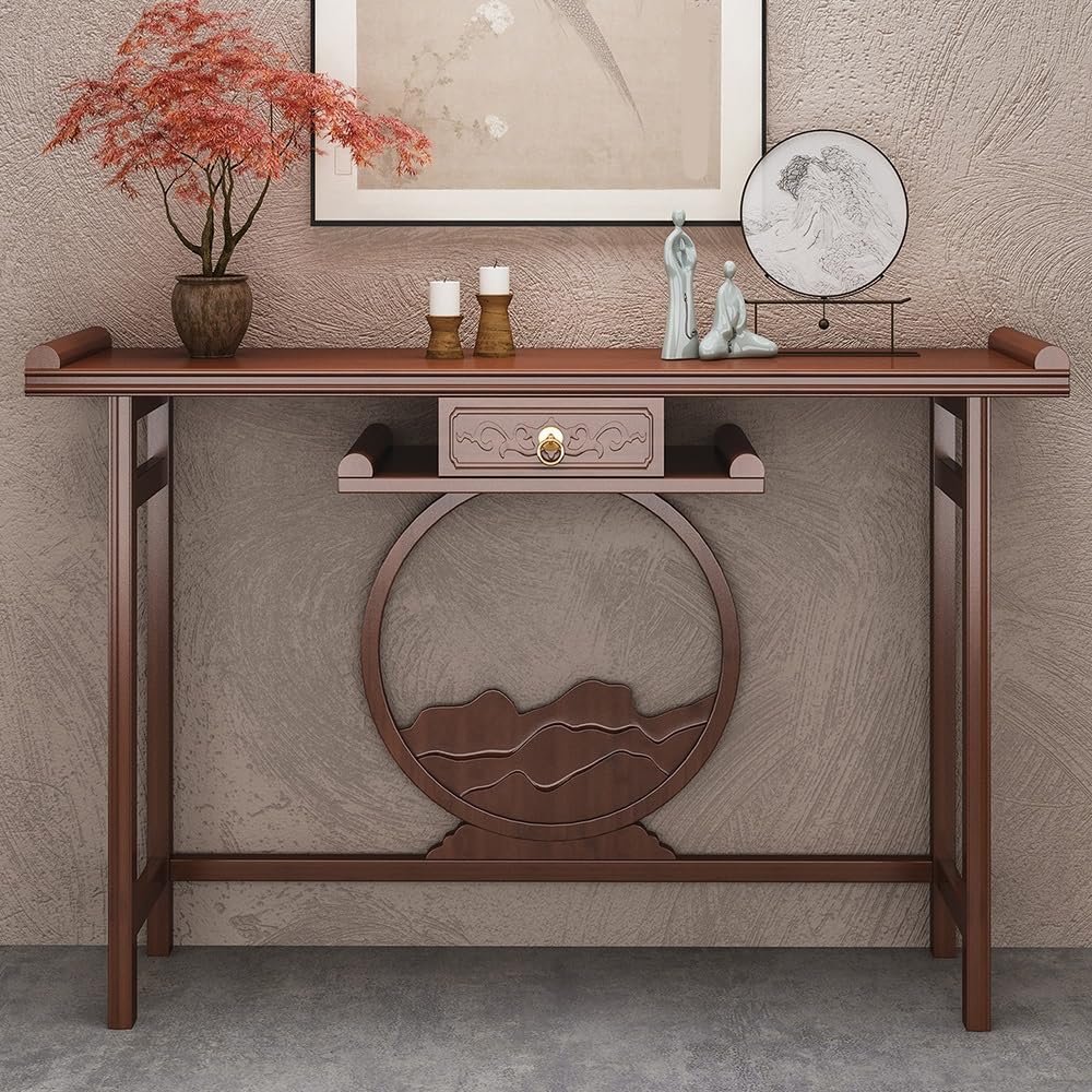 Tavola d'altare cinese Tavolo d'accento con cassetto LED Mountain | Scrivania decorativa(M)