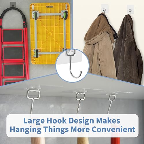 Miniatura 4 de Ganchos adhesivos de pared para colgar, 60 libras, resistentes al agua y al óxido, ganchos adhesivos para paredes sin daños, cocina, bañoalquiler