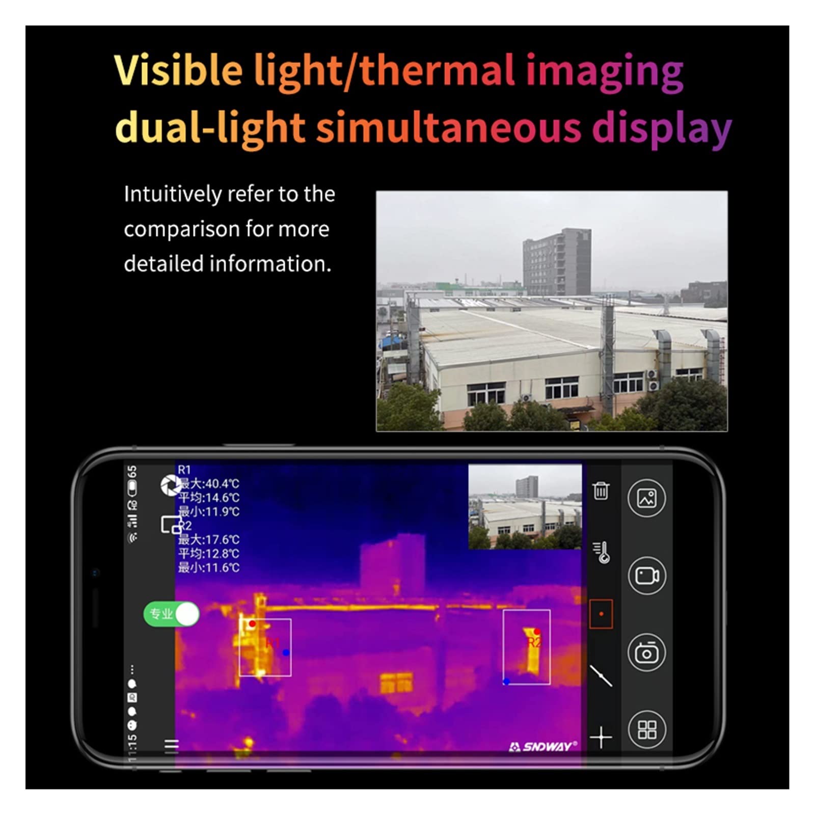 Kamera Termowizyjna, Telefon komórkowy kamera termowizyjna kamera termowizyjna na podczerwień do przemysłowego testera czujników termicznych 256x192 Pixel HD RęCzna Kamera Na Podczerwień