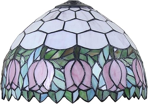 Miniatura 1 de Reemplazo de pantalla de lámpara Tiffany de 12 pulgadas, solo lámpara de vitral, diseño de flor de tulipán, para lámpara de mesa, luz colgante,