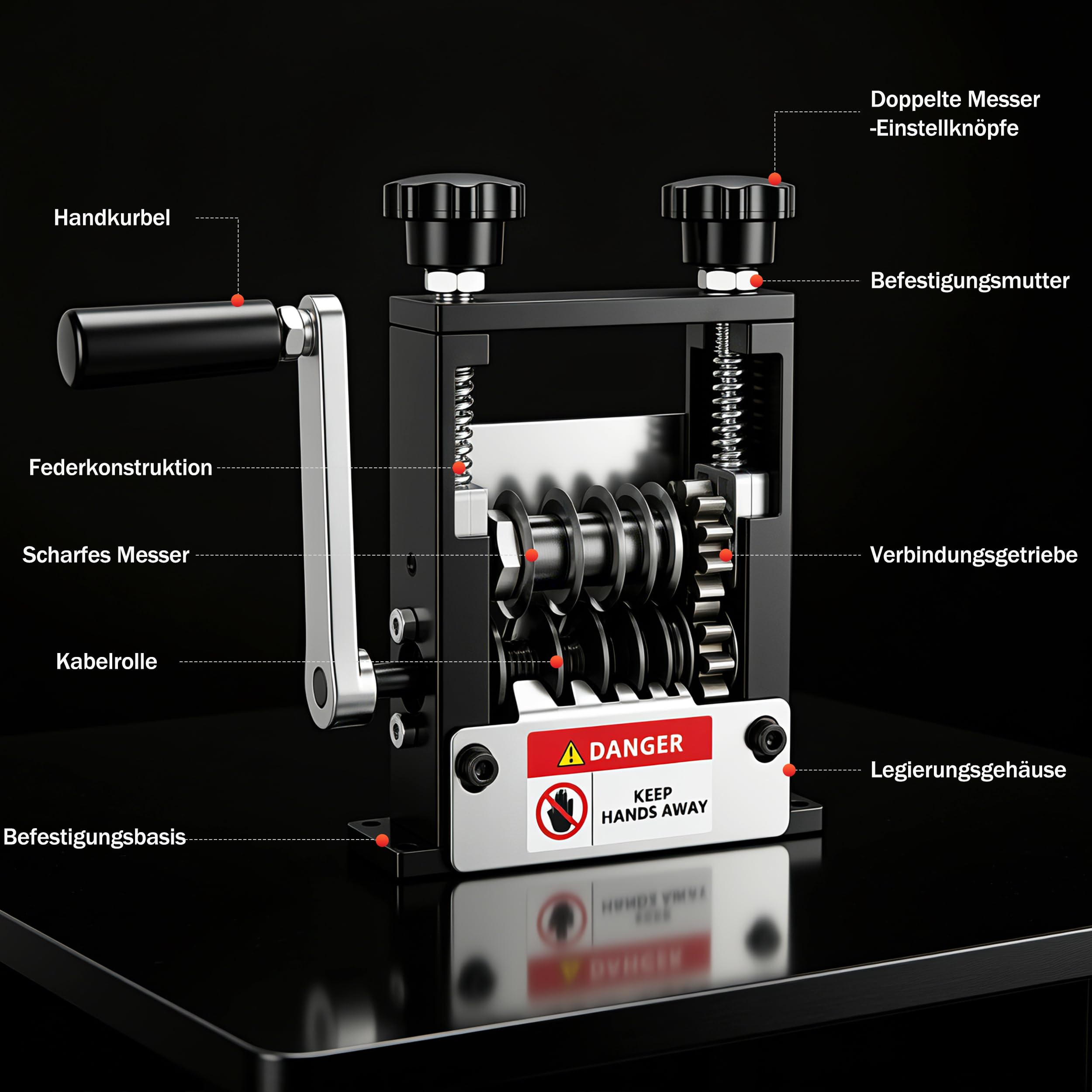 Kabelschälmaschine Kabelabisolierer für Handkurbel oder Bohrmaschine 3-17 mm 6 Kanäle Kupferschrott Recycling Schwarz