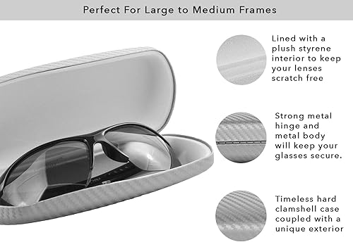Miniatura 3 de Carcasa rígida para lentes de sol con montura grande, para mujeres y hombres, en fibra de carbono