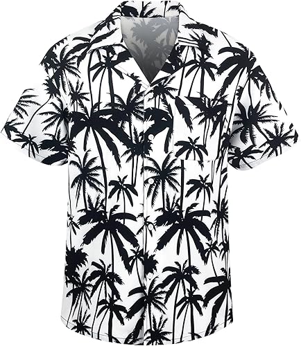 AINIKO Camisa hawaiana de manga corta para hombre, ajuste holgado, estampado floral, tropical, crucero, playa, camisa Aloha con botones