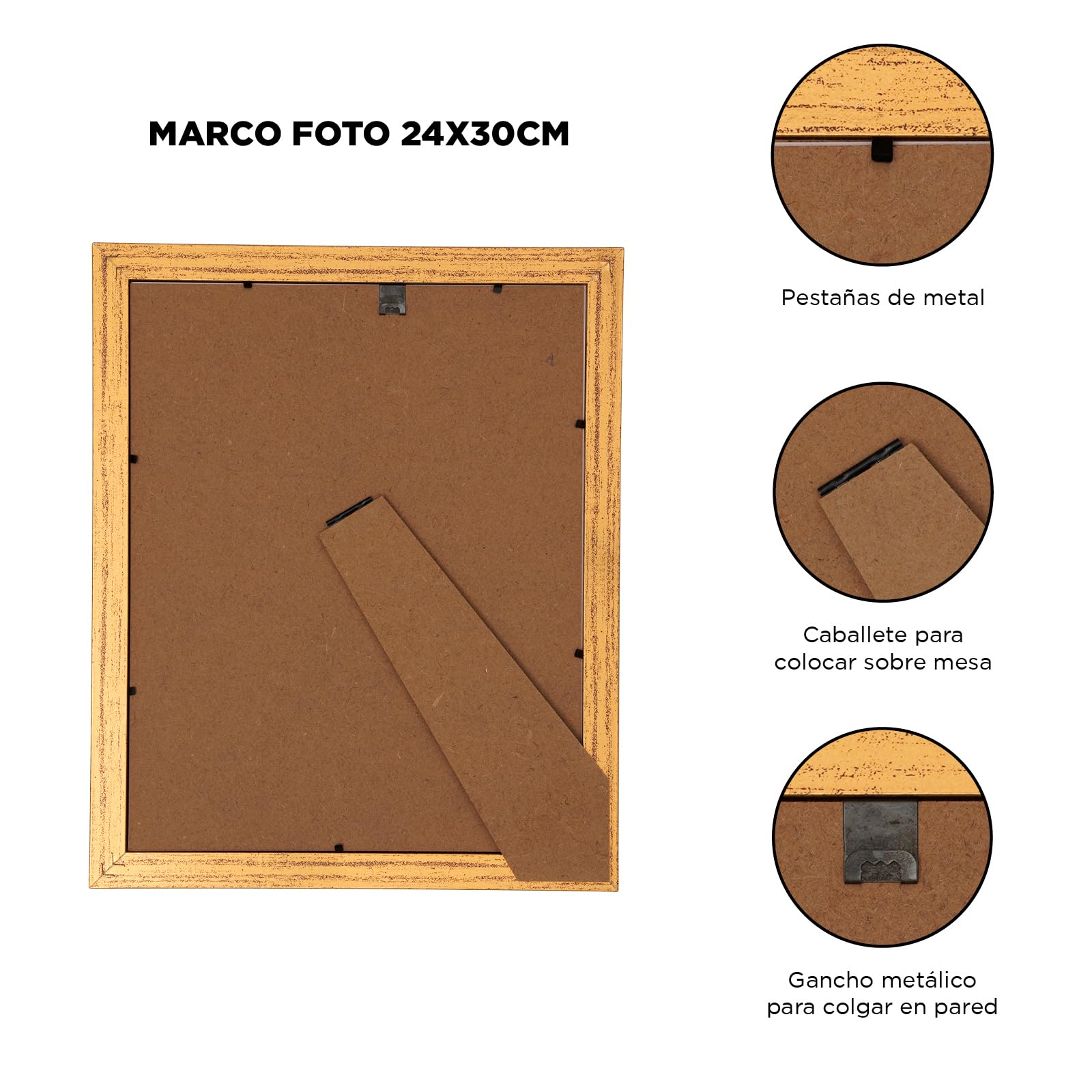 Set de 12 Marcos de Fotos Vintage - Marco Para Cuadros - Marco de Fotos - Marco Foto - Marcos Cuadros - Marcos Fotos Pared con Cristal - Marco Fotos - Marcos Madera MDF Dorado - 24X30