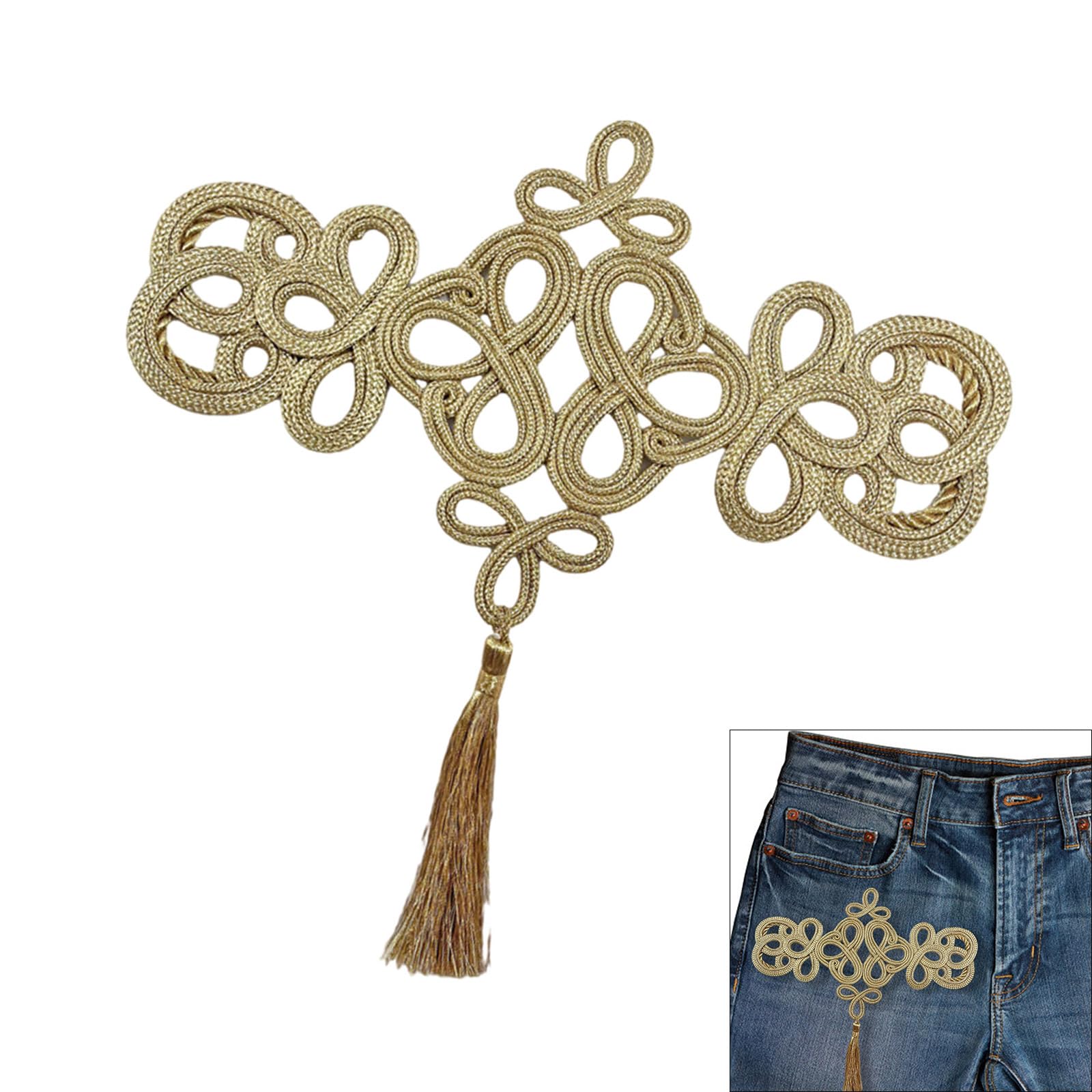 Exquisites Gold Threads Flower Tassels Imitation Chinese Knot Tassels Bag Clothing Decoration