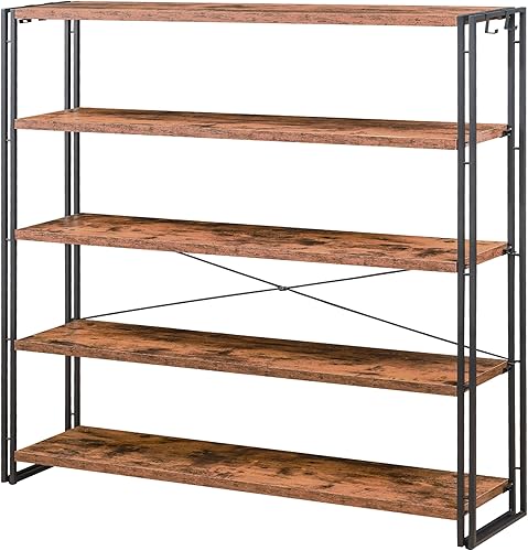 Miniatura 19 de HCHQHS Estantería industrial de madera rústica y metal de 3 niveles para oficina en casa, dormitorio, cocina, baño, 47 pulgadas