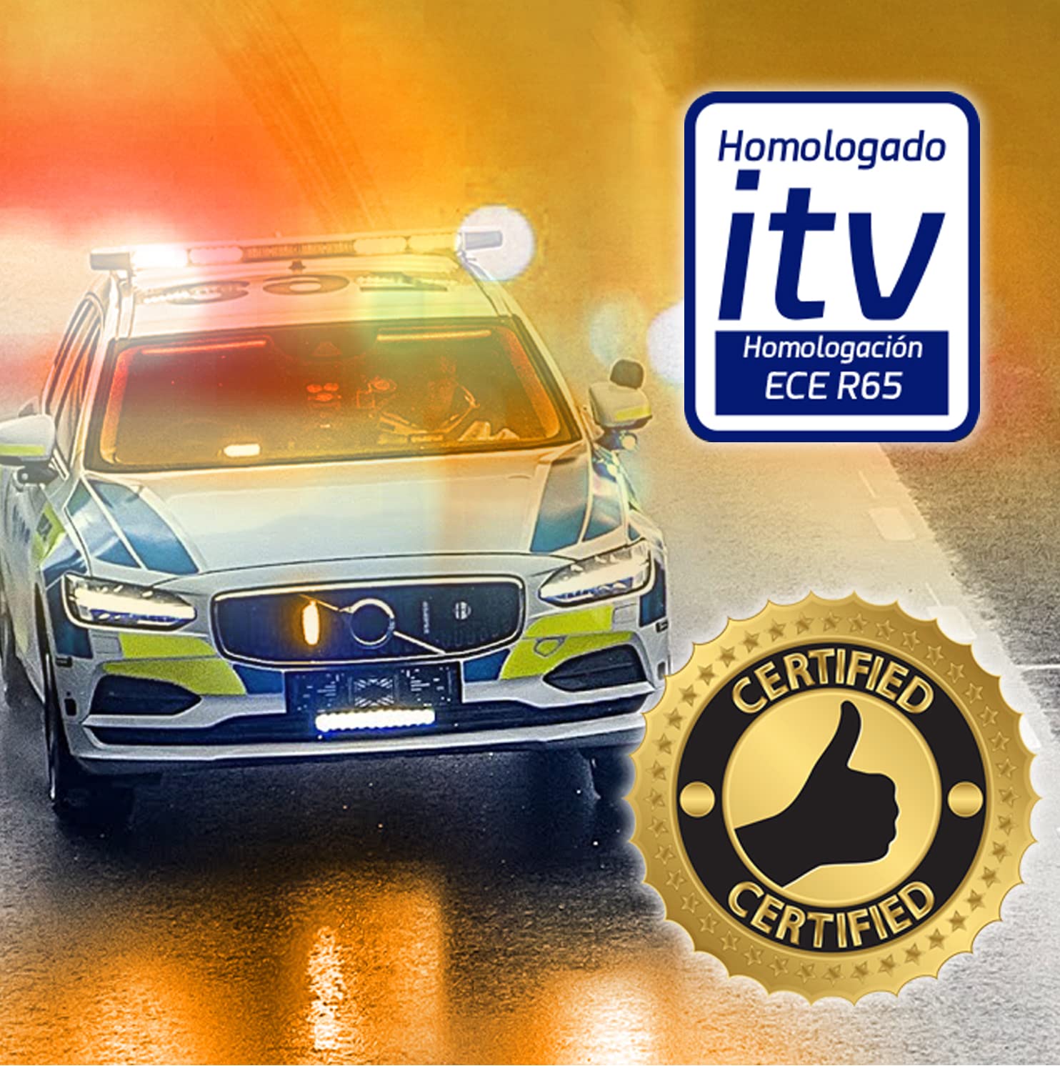 Puente de Iluminación con Mando inalámbrico - LED HOMOLOGADO R65 Ámbar 1.220 mm. Emergencia Homologado Advertencia 10-30 V - 106W - 13 Funciones Luz Emergencia Slim Aero Techo Vehículo