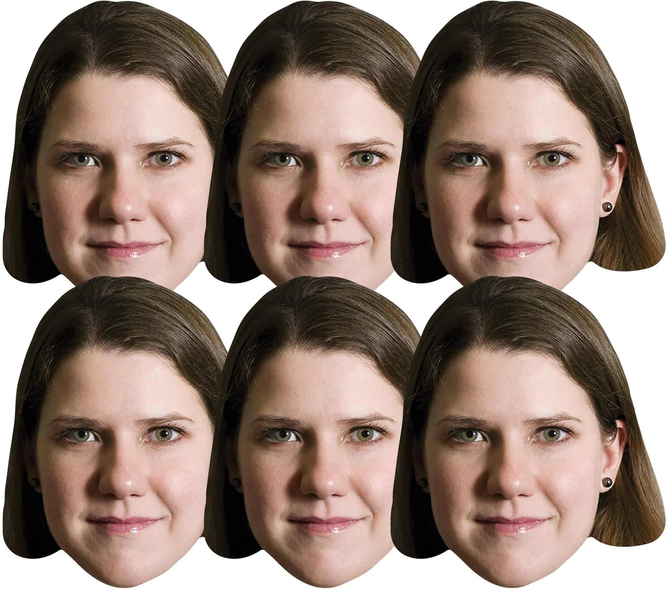 STAR CUTOUTS Jo Swinson Politician 6 Pack Includes Tabs and Elastic Perfect FunCardboard Face Mask. Talking Point, Fun for Events and Parties, CARDBOARD, Multicolour, ONE Size