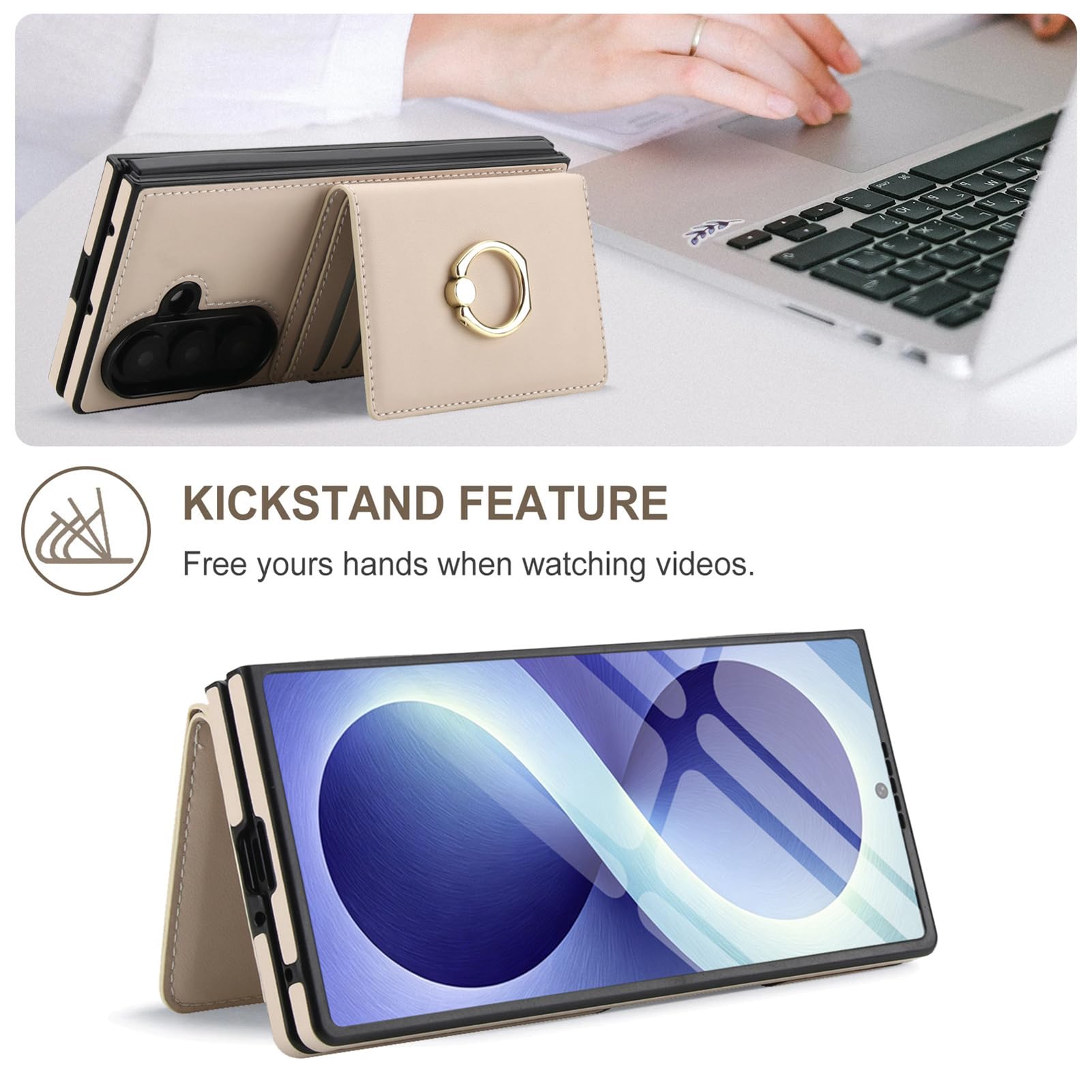 Custodia Pelle Per Samsung Galaxy Z Fold 8 Ultra, Anello Carte Sottile