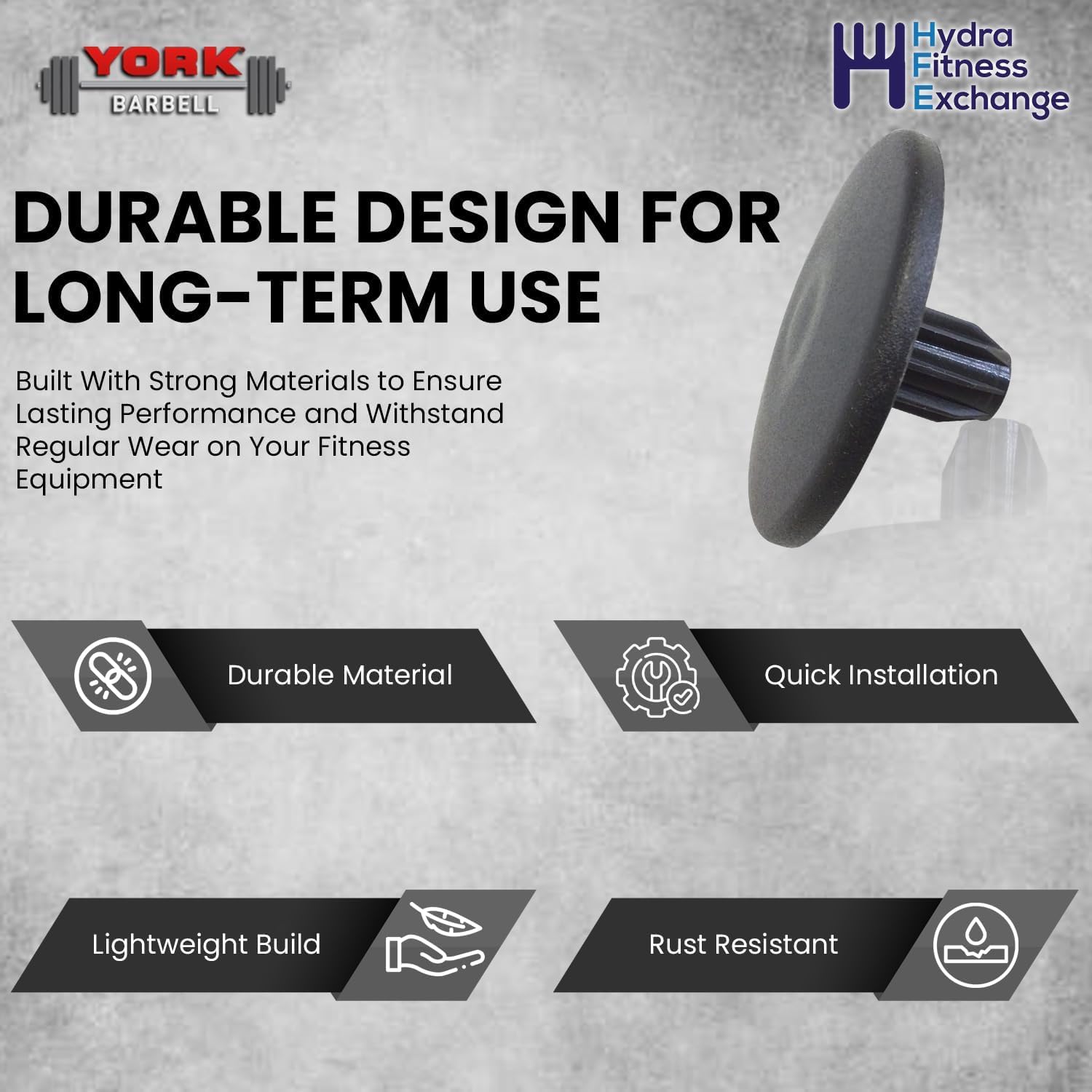 Hydra Fitness Exchange Weight Bench Round Pad End Cap 280313 | Heavy Duty Plastic Material Black Cap | Exercise Fitness Workout Equipment Home Gym Accessories for Gold's Gym Wei.der Strength System