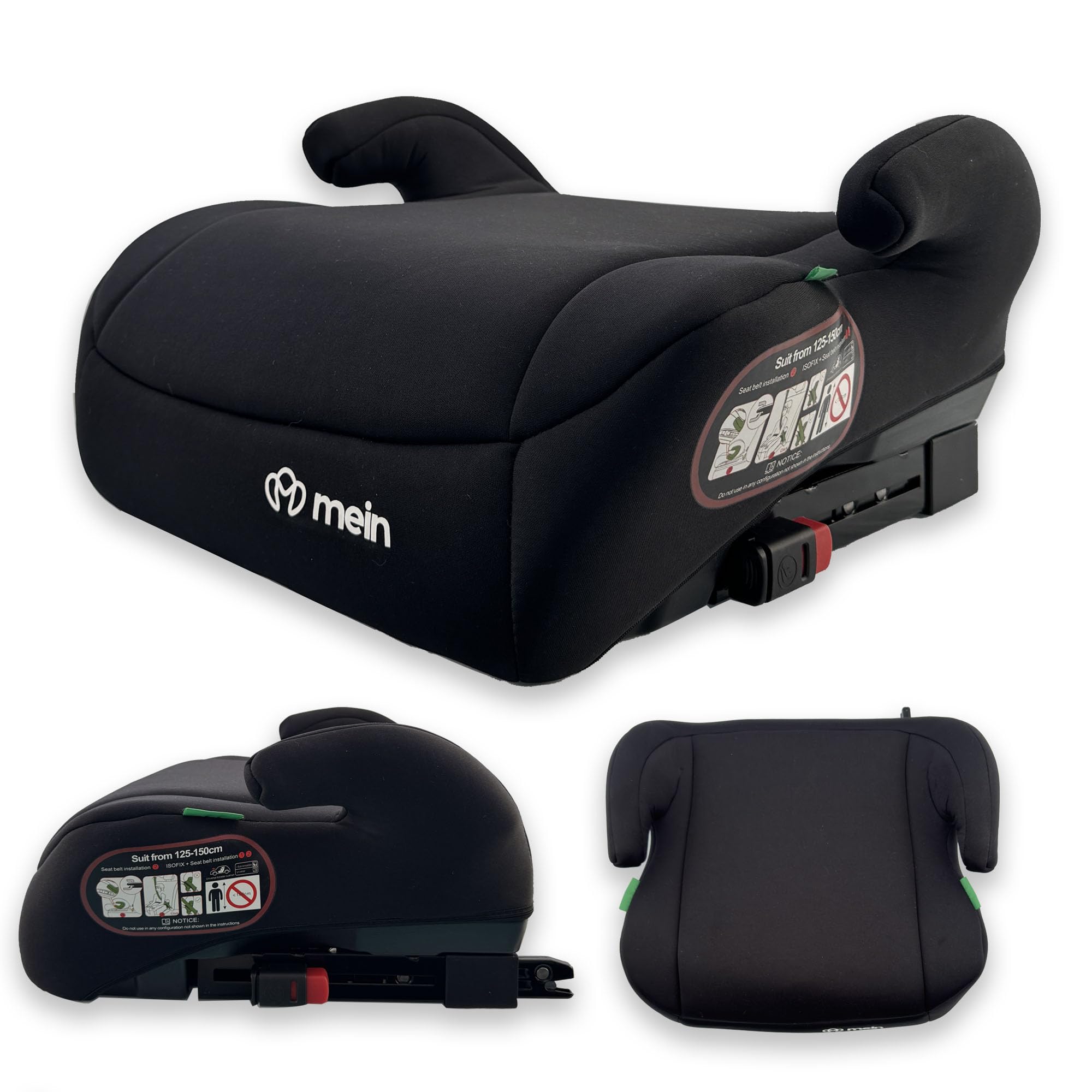 Mein Alzatina Auto Bimbi Isofix Rialzo Auto per Bambini 22-36kg Sistema Isofix Universale Seggiolino Auto gruppo 2-3 Adatto da 5-12 Anni per Bambini 125-150 cm (NERO)