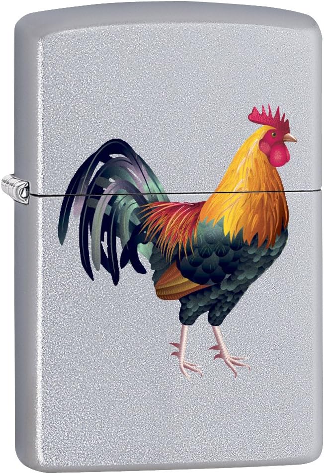 Zippo Lighter: Rooster - Satin Chrome 75537